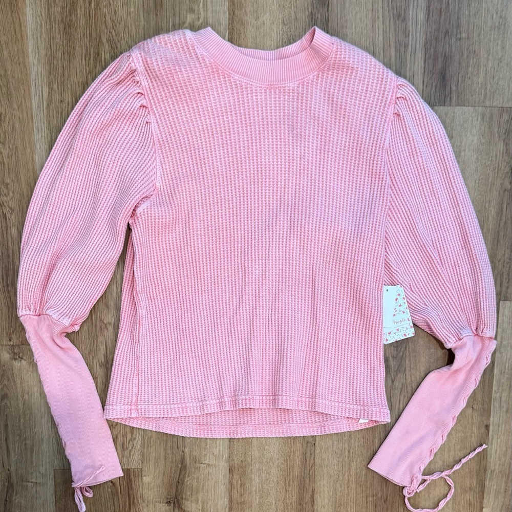 FP One Pink Waffle Knit Sweater